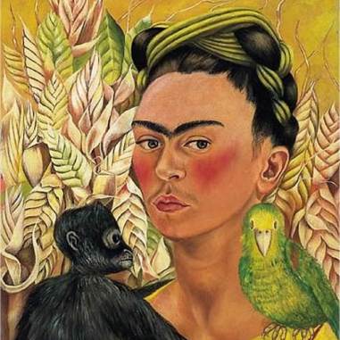 self-portrait-with-monkey-and-parrot